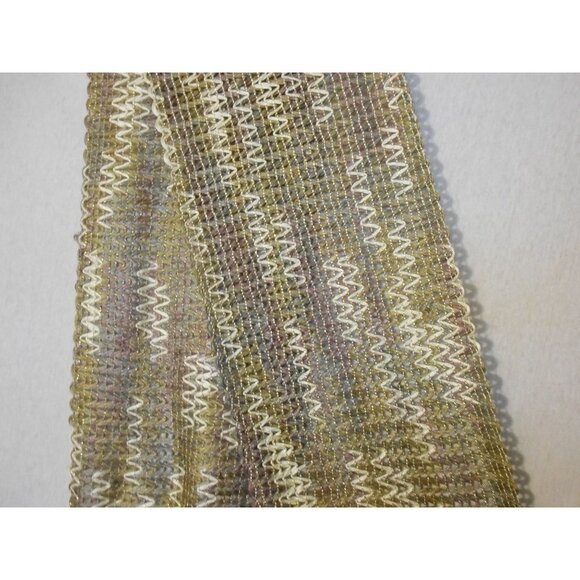 NWT Beige Tan Gold Fringe rectangle loose woven scarf - Estate Find - Picture 2 of 5